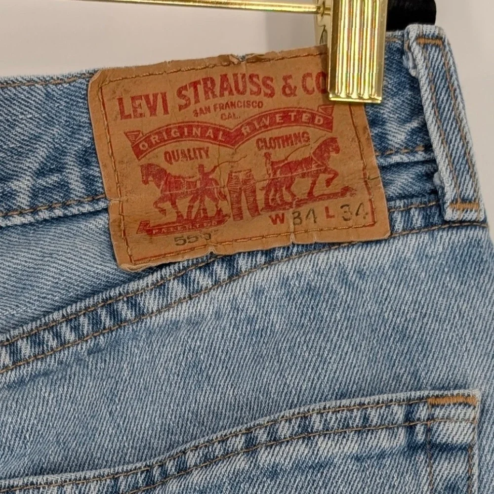Levis 550 Relaxed‎ Fit Tapered Leg Light Wash Blue Denim Jeans Mens 34x34